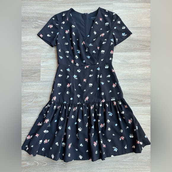 French Connection Black Floral Print Dress. Size 2. - Picture 3 of 5